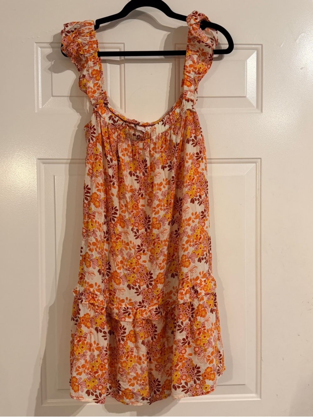 Lush floral mini dress pockets size large pink/ orange